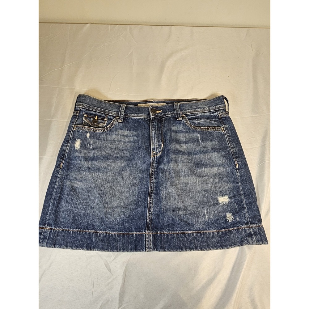 Old Navy Denim Mini Skirt Womens‎ 10 Blue Distressed Cotton Five Pocket Casual